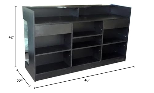 Wisdomfur Ledge top Counter with Showcase,4ft，Display Case Front, Tempered Glass, Locking Drawers & Shelves，Black - Thumbnail 2