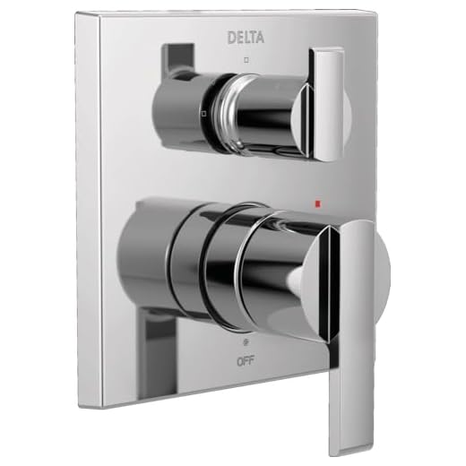 DELTA FAUCET T24867, Chrome Ara Angular Modern Monitor 14 Series Valve Trim with 3-Setting Integrated Diverter
