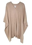 Women's Fine Knit Extra Soft Feel Pullover Knit Sweater Poncho (Taupe)