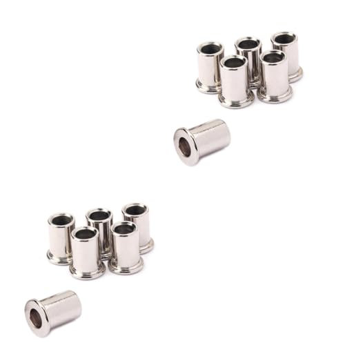 FAVOMOTO 2sets Thru String Ferrules (chrome) Guitar String Caps for Repair 6pcs*2