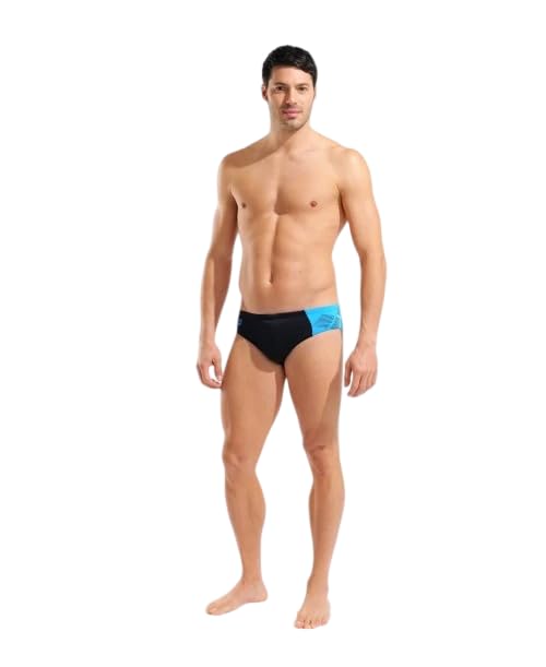 ARENA Costume Uomo Slip Nuoto Piscina Brief Swim Nero Azzurro Taglia 50 Italia