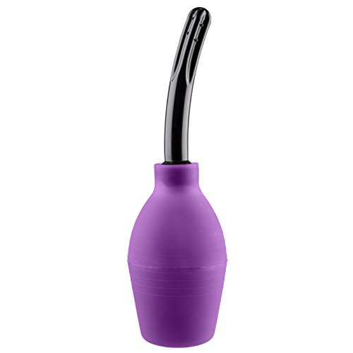 Cloud 9 Novelties Premium Deluxe Enema Douche EZ Squeeze Bulb with Soft Tip and Curved Comfort Nozzle, Purple/Black