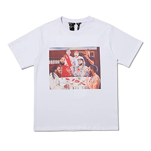 Big V Shirt Cosmic Graffiti Hip Hop T-Shirt Casual Col Rond Léger Manches Courtes Tops Tee pour Hommes,Blanc,L Cover