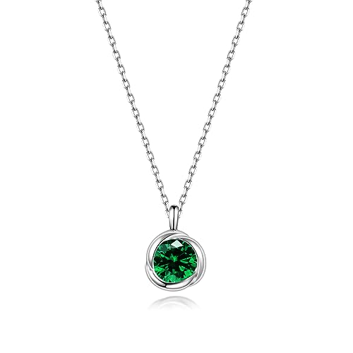 immobird Halskette Damen 925 Sterling Silber Mai Geburtsstein...