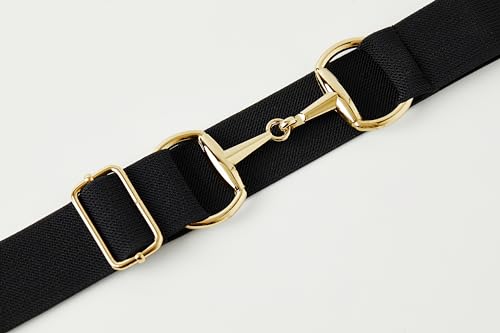 Equestrian Elastic Belt for Women, Horseback Riding Belts with Bit Snaffle and Surcingle buckle Adjustable Waist Belt3