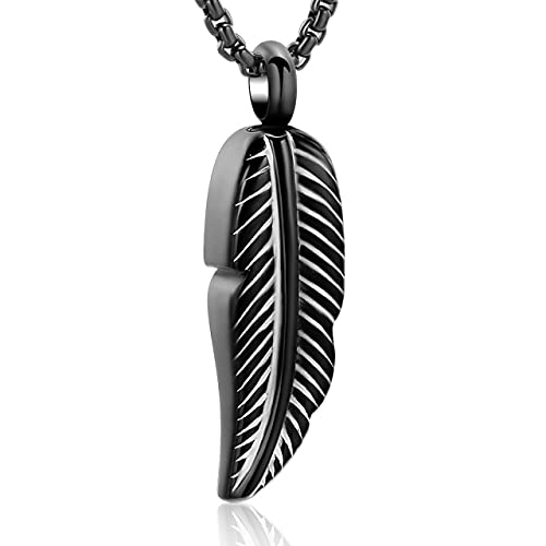 Collier urne en acier inoxydable noir pour cendres de crémation médaillon