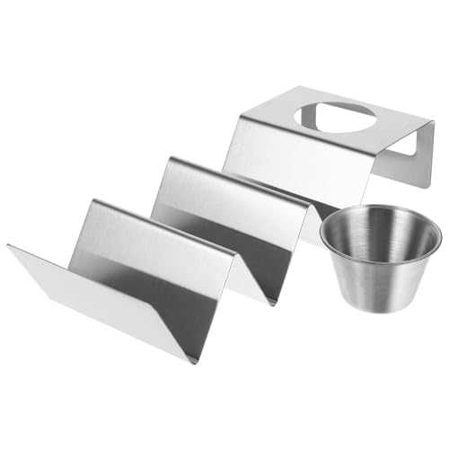 Cabilock 1 Set Griddle Taco Rack Taco Holders Seasoning Party Tacos Holder Taco Racks Stainless Taco Holder Serving Taco Holder Stand Tortillas Corn Silver Stainless Steel