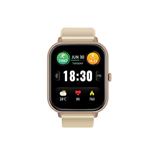 Image of Promate Xwatch-C18 Superfit Smart Watch, 1.83 inch Display Bluetooth Calling, IP67 Water Resistant, 15 Days Battery Life, 100+ Sports Modes, Real-time HR Monitor, 100+ Customizable Watch Faces (Gold)