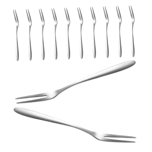 ZUNOXAZ 12pezzi Forchette in Acciaio Piccole Per Mare Antipasti Dessert Insalate e Snack Posate Da Viaggio Portatili e Resistenti Impugnatura