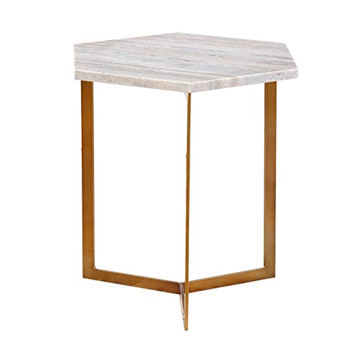 ShAzanz Mesa Auxiliar 6 Caras Mesa Auxiliar De Mármol, Bastidor De Soporte De Metal, Mesa De Aperitivos De La Parte Movible del Sofá, 4 Colores Montaje Sencillo(03)