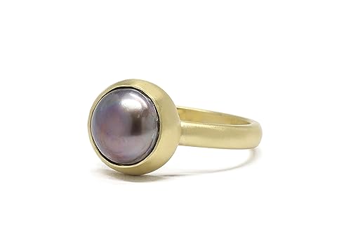 Bague perle noire en or solide pour femme, un solitaire classique et élégant