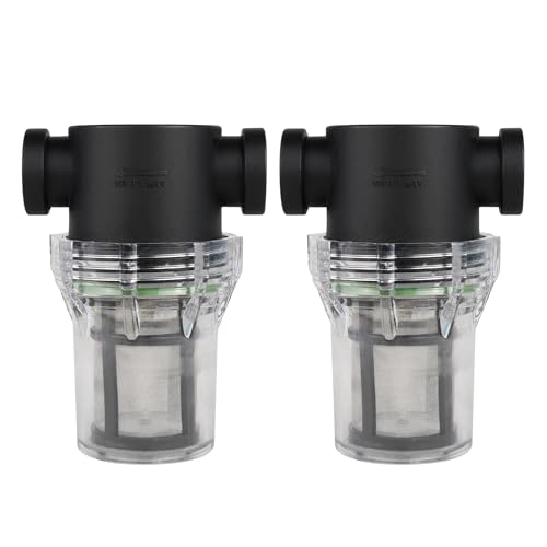 Image of SEAFLO 1 /2 inch Female NPT in-Line Strainer with 100 Mesh Stainless Steel Filter Screen - Clear Bowl for Easy Cleaning | Model SF-ST-12 (2-Pack)