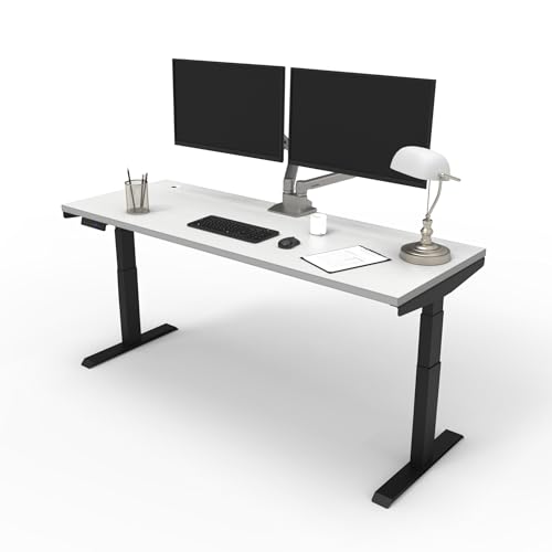 Image of Lift It 60 inchx24 inch Electric Standing Desk - Extended Height Range (26 inch-52 inch), Dual Motor Sit Stand Desk, 4 Memory Presets, USB Charging, Commercial Grade (Brite White Top /Black Frame)