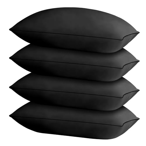 HIMOON Bed Pillows for Sleeping 4 Pack King Size Cooling Pillows Set of 4 Top-end Microfiber Cover for Side Stomach Back Sleepers(Black)