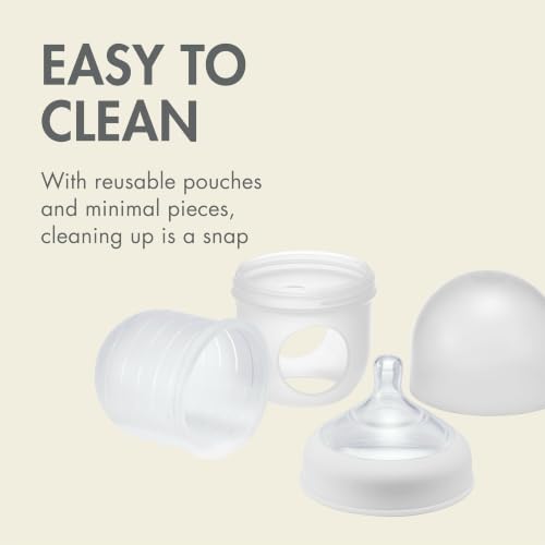 Image of Boon Nursh Bottles - Slow Flow - Silicone Baby Bottles Help Ease Colic Symptoms - Formula and Breast Milk Only Touch Platinum Food-Safe Silicone - Gray - 0-3 Months - 3 Count - 4 Ounce
