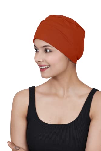 Image of The Headscarves Women Silky Soft Bamboo Viscose Sleep Cap for Hair Loss Chemo Headwear Skull Cap Free Size (Multicolor) (HS3 Multicolor)