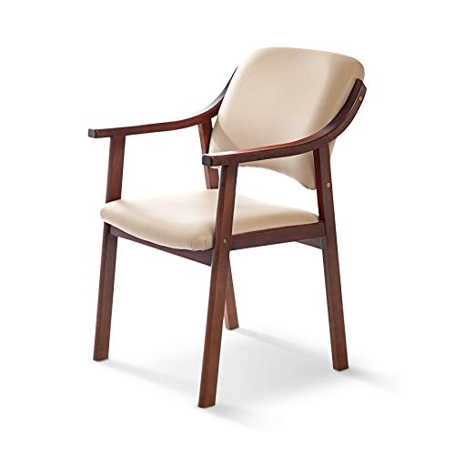 SUENOSZZZ - Silla Altea de Madera de Haya, Polipiel Color Beige para Comedor, Salon y Habitacion | Geriatrica | Mueble para Recepcion y Oficina | Espera