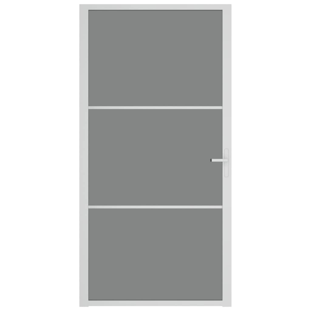 Drzwi wewnętrzne 102,5 x 201,5 cm białe szkło ESG i aluminiumSprzęt Materiały budowlane Drzwi domowe