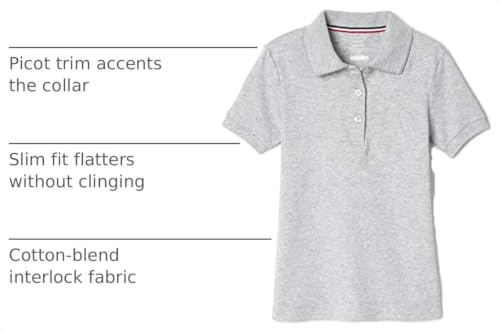 Image of French Toast Girls' Short Sleeve Picot Collar Polo School Uniform Shirt (Standard and Plus)