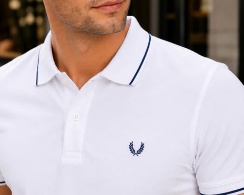 Image of Mens Pique Polo T-Shirt | Cotton Rich, Smart Fit Polo with Embroidered Logo | Casual & Sports Wear | Polo T-Shirt for Men