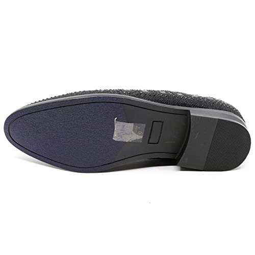 Men's Vintage Studded Rhinestone Designer Classic Smoking Dress Tuxedo Loafers Slip On Shoes SM-114