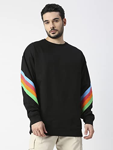 Image of Black Rainbow line Full Sleeved Sweatshirt.