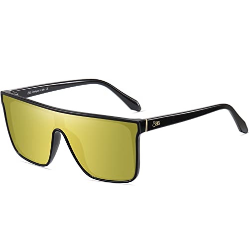 Shes Gafas De Sol Cuadradas De Gran Tamaño Para Mujer, Con Parte Superior Plana, Lentes Siameses Grandes De Moda Sh1008, Lente De Color De Marco Negro C3 Shes Gafas De Sol Cuadradas De Gran Tamaño Para Mujer, Con Parte Superior Plana, Lentes Siameses Grandes De Moda Sh1008, Lente De Color De Marco Negro C3