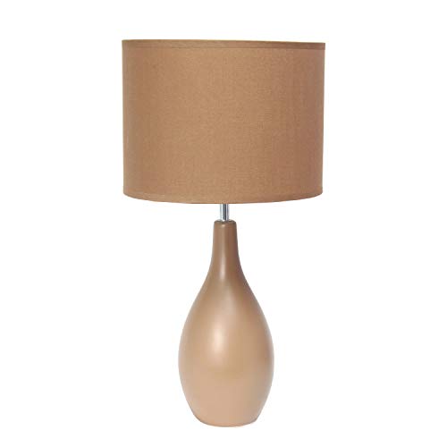 Simple Designs LT1152-LBW Traditional Oblong Ceramic Table Lamp for Living Room, Bedroom, Study, Office, Entryway, Reading Nook, Light Brown
