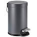 YCTEC Mini Trash Can with Lid Soft Close, Bathroom Garbage Trash Can with Removable Plastic Inner Wastebasket and Stainless Steel Foot Pedal, Anti-Fingerprint Matt Finish, 0.8Gal/3L, Gray