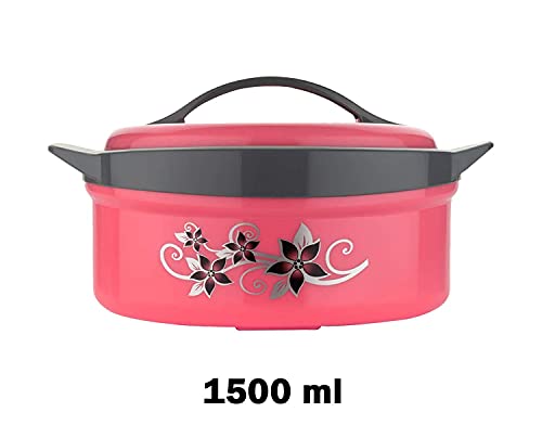 Image of Casserole Box for Food Searving Inner Steel Insulated Casserole Hot Pot Flowers Printed Chapati Box for Roti Set of 3-(1500ml, 2500ml, 3500ml)