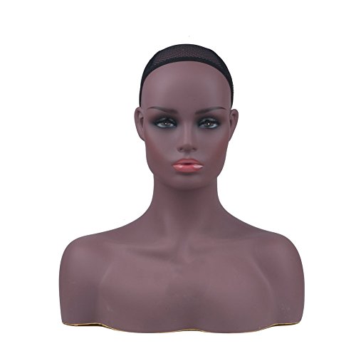 L7 Mannequin Life Size Black Famale Mannequin Head Bust With Shoulders Manikin Heads For Wigs Display #TOP2