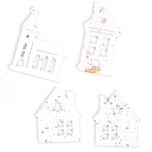 Oblique Unique® Holz Streudeko Weihnachtsmotive Winter Glitzer Tisch...