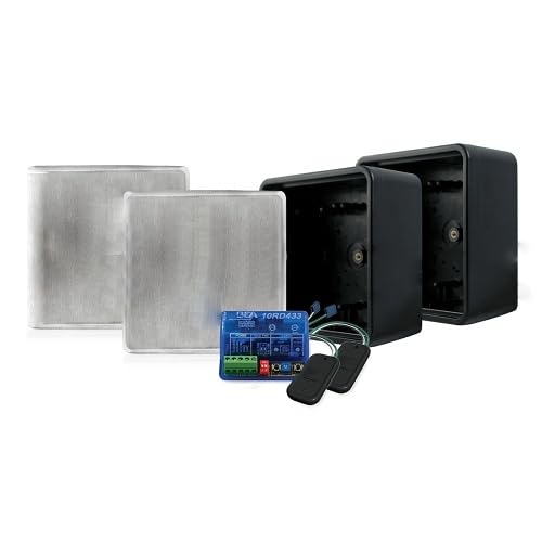 45S-433 Push Plate Pachage, Square Push Plates, Mount Boxes, 9V 433 MHZ Transmitter, One 433 MHz Receiver