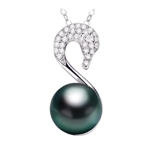 Collier perle de Tahiti noire et cygne en argent sterling, le cadeau idéal