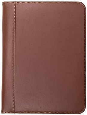 Samsill Contrast Stitch Leather Padfolio and Business Portfolio for Men and Women, Resume / Document Organizer with Writing Pad, Tan (71716)