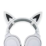 BeamTeam3D Fox Ears for Headphones - Adorable Foxy Headphones Attachment in Various Colors with Hidden Self Fastener - Fox Ears for Gamers and Streamers (Set of 2) (White/Sparkle Black)