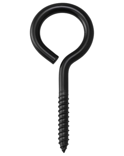 IMSCREWS 2-1/2 Inch Black Screw Eyes (10 Pack), 304 Stainless Steel #11 Eye Bolts, Rust-Resistant Heavy Duty Lag Screws, Self-Tapping Eyelet Screws for Wood, Cable &amp; Wire Anchoring, Indoor Outdoor Use