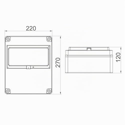 ELEKTRO-PLAST HERMETICA Aufputz Sicherungskasten Verteilerkasten Kleinverteiler 1-Reihig 10 Automaten Module IP65 Wassergeschützt Außenbereich Hellgrau