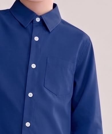 Image of Shirt for Kids | Long Sleeve Club Collar Shirts | Formal and Casual Wear | Stylish Solid Shirt for Boys and Girls | Regular Fit Buttoned and Chest Pocket