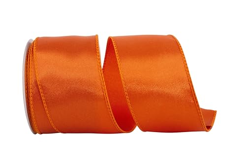 Reliant Ribbon 92575W-058-40F Satin Value Wired Edge Ribbon, 2-1/2 Inch X 10 Yards, Orange