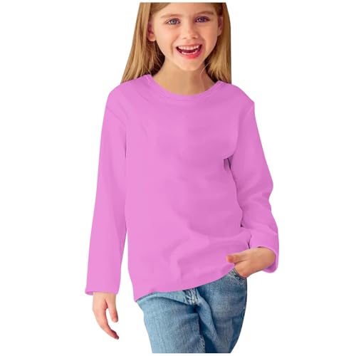 Girls Long Sleeve Shirts Cute Crewneck Tops for Teens Plain Blouses Tween Fashion Fall Casual Outfits Kids Clothes2