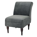 XIAROGEE Velvet Armless Accent Chair Cover, Soft Stretch Accent Chair Slipcovers Without Arms Removable Armless Chair Furniture Protector Covers for Living Room/Dining Room/Hotel (Dark Grey, 1)
