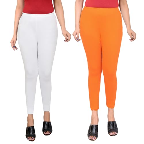 Image of Leggings for Women Ankle Length Combo Pack Black and White Cotton Stretch Comfortable Gym Yoga Pants Slim Fit Stylish Women Leggings