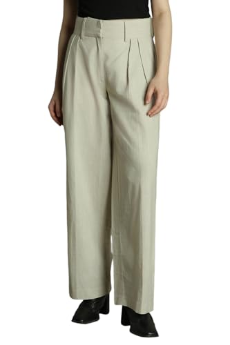 Image of DL Woman Grey Solid Mid-Rise Trousers