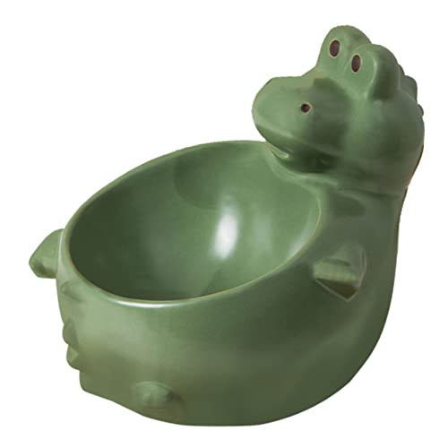 ROMISBABA ペットセラミックボウル フィーダ 皿 ペットフード給餌ボウル 隆起した マット セラミックペットフード盆 子犬用フードホルダー 猫水ホルダー 犬用水入れ セラ Green