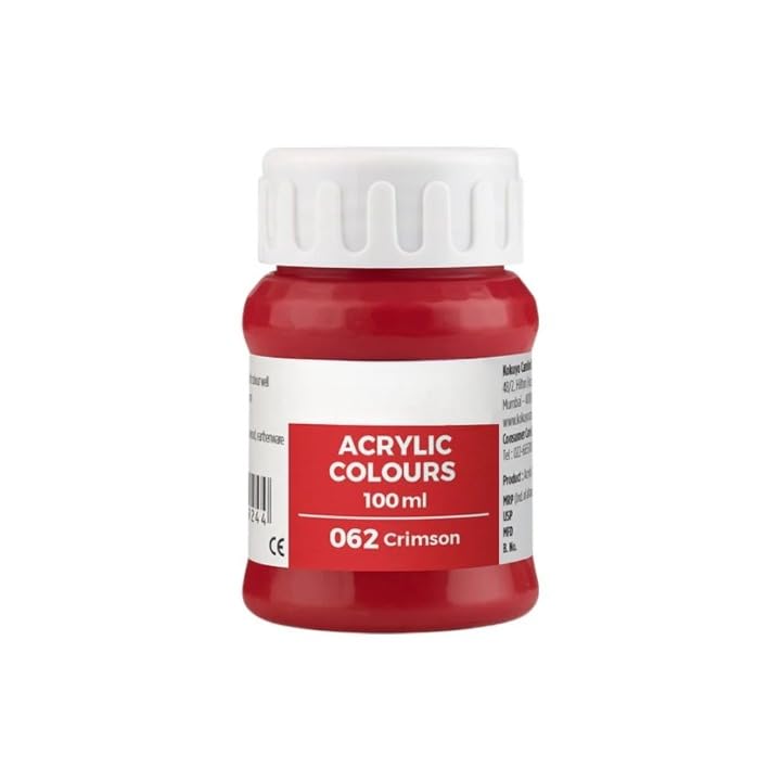 Image of Acrylic Colour (Fabric Colour) | 100 ml.- 100ml, Multi-Surface, Skin-Friendly & Vegan | (062 Crimson)
