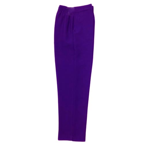 Inspire Me Ladies Womens Half Elasticated Waist Work Trousers Machine Washable Casual Stretch Trousers with Pockets Pants (Purple, 12W / 27L)