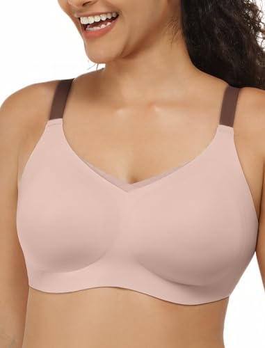 Image of Wireless Bra with Support, Seamless Bra for Women, Mesh Elegance Shaping Bra with Contrast Colored Straps