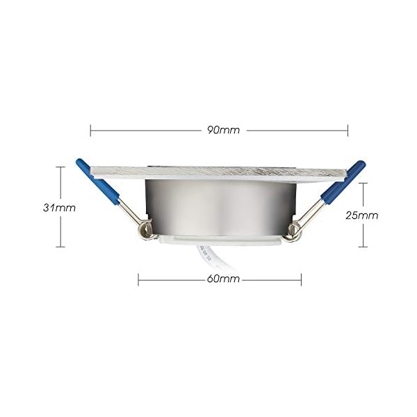 HCFEI 6er Set LED Einbaustrahler 5W dimmbar flach Eckig IP44 Badezimmer 230V Spot Außen Warmweiß 3000K – Bild 7