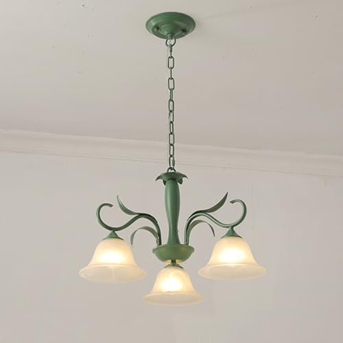 Lustre en verre clair et vert lait mi-siècle, luminaire suspendu haut de gamme